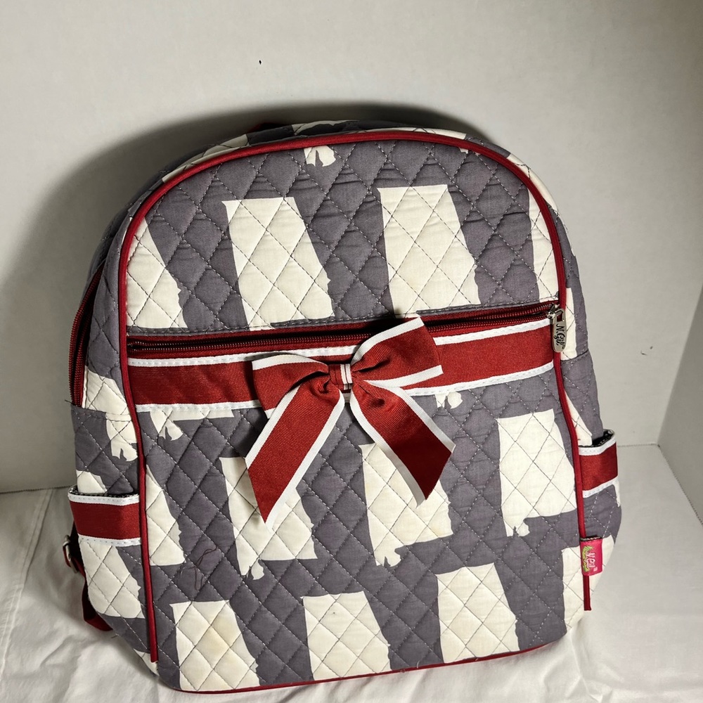 Backpack Burgundy Gray N Gil Zipper With Water bottle Holder New